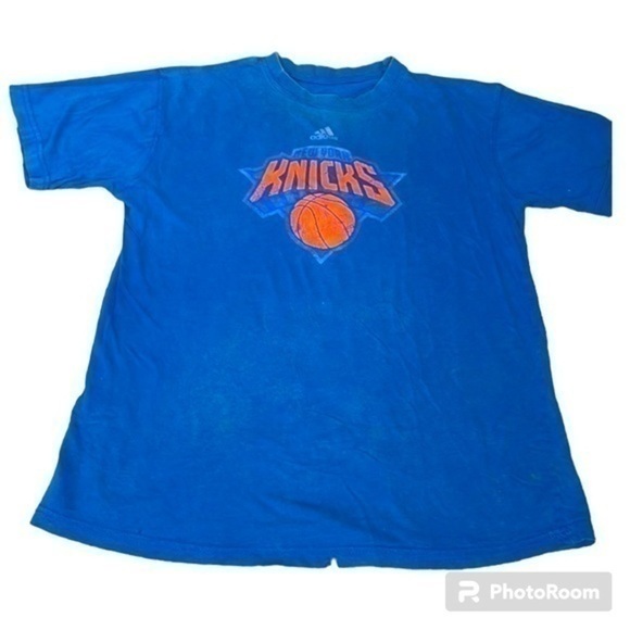 ADIDAS | VINTAGE YOUTH BLUE ADIDAS NEW YORK NICKS BASKETBALL GRAPHIC TEE, 10-12 - Picture 1 of 6